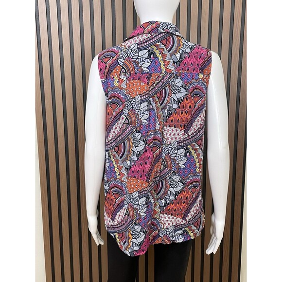 Anthropologie Maeve Women's Whimsical Pintucked Blouse Pink M Sleeveless Button - Picture 2 of 7